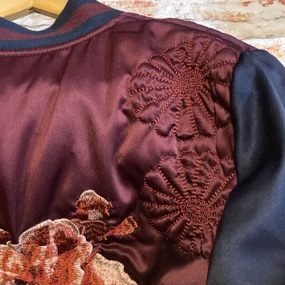 Max Studio Groovy Monkey Embroidered Bomber Jacket Sz Med - Picture 12 of 15